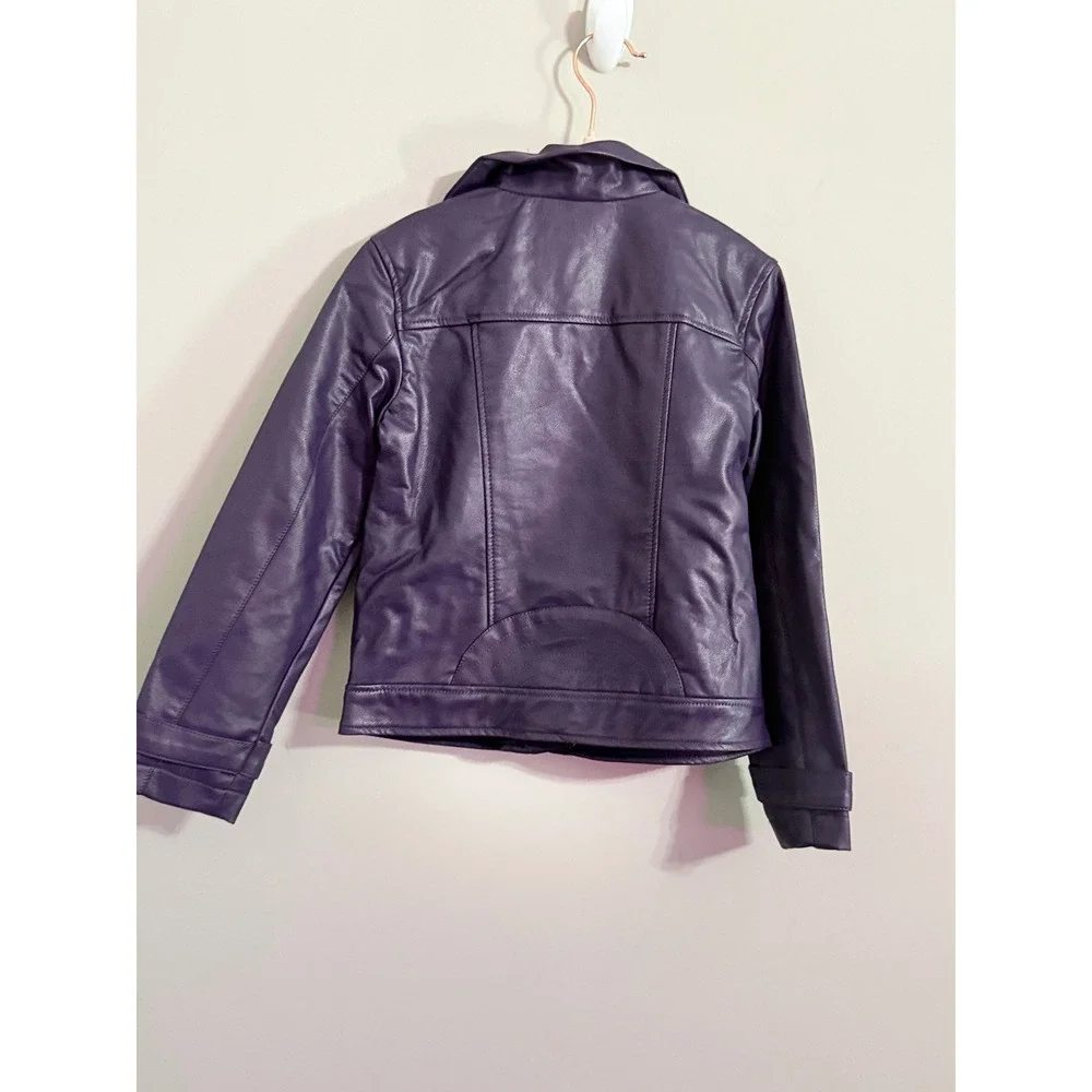 Finding Foxtale Girls Purple Faux Leather Ruffle Moto Jacket Size 6‎
